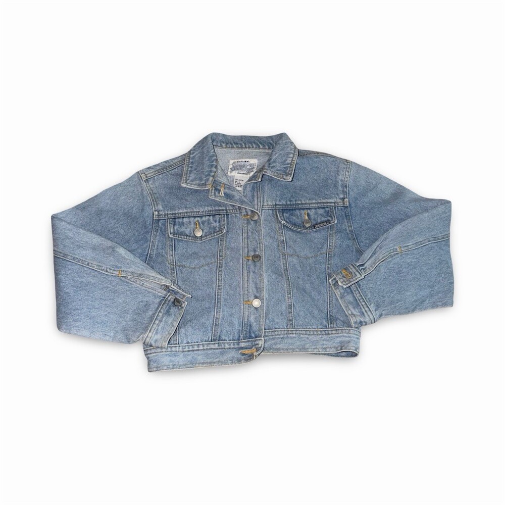 Vintage Jordache Denim Trucker Jacket Womens Size L Light Wash Blue 90s